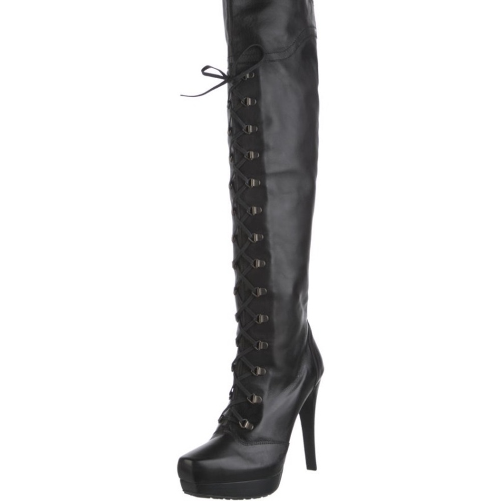 Stuart Weitzman Leather Lace-Up Boots